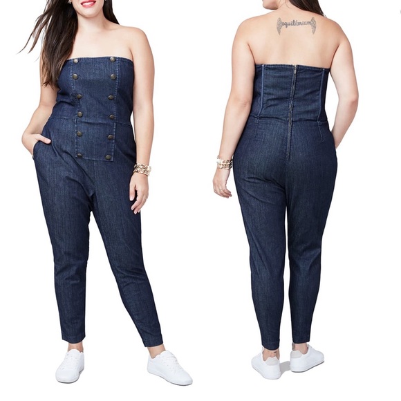 RACHEL Rachel Roy Pants - Rachel Roy Denim Tuxedo Jumpsuit